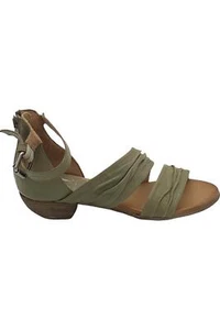 Miz Mooz Leather Wide Width Heeled Sandals Cassie Sage - Picture 1 of 4