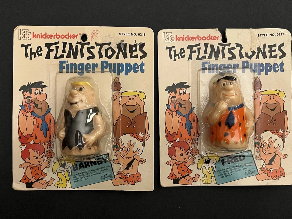 Marionetas de dedo Knickerbocker 1972 vintage Picapiedra goma embalaje original Foto 1 de 4