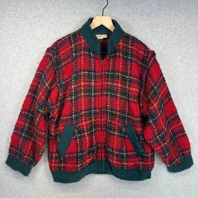 Antigo Colete Boyne Valley Weavers Jaqueta Feminina Pequeno Vermelho Xadrez Mangas Remotoras Zíper - Imagem 1 de 4