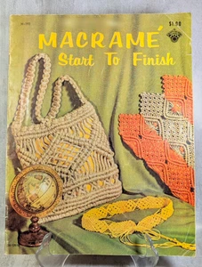 Folleto patrón MACRAMÉ PRINCIPIO A FIN 1971 - Joyería retro cinturones bolsas monederos - Imagen 1 de 5