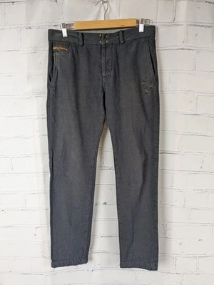 DIESEL Gray Cotton Pants Trousers Slim Fit Distressed Buckle Closure Mens 28 - Image 1 of 4