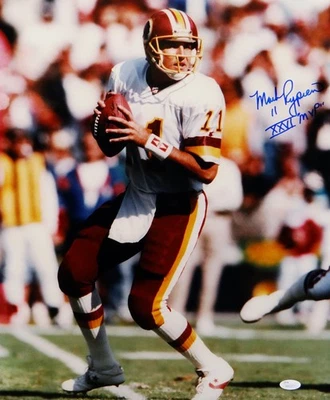 Foto firmada por Mark Rypien SB MVP de 16x20 a punto de pasar - JSA W autenticada Foto 1 de 4