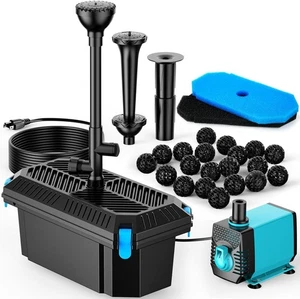 US Outdoor Clean Pond Filter Pump Kit 40W 660GPH Water Pond Pump & Fountain Kit - Picture 1 of 9