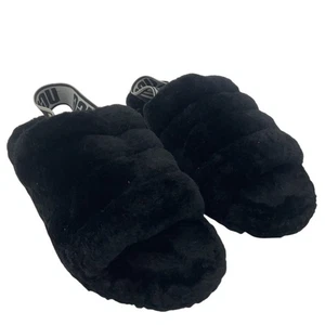 Sandalias Ugg Fluff Yeah negras de piel sintética con cordones para mujer talla 7 usadas - Imagen 1 de 6