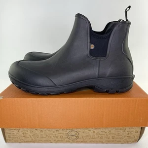 Bogs Sauvie Slip On Ankle Winter Rubber Rain Boots Dark Brown Mens Sz 12 - Picture 1 of 11