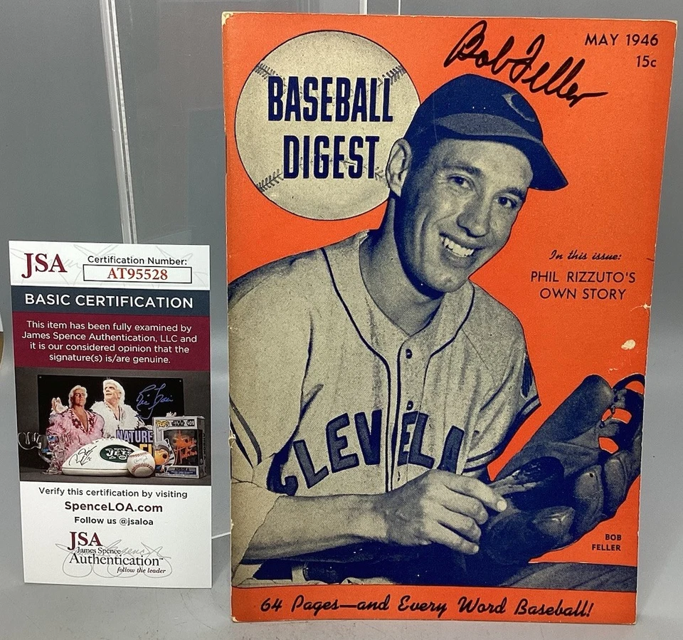 Revista autografiada por Bob Feller - resumen de béisbol - certificado por la JSA Foto 1 de 4