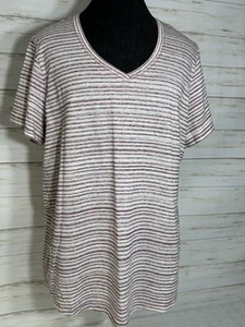 EUC! Kuhl Damen XL Baumwolle MODAL Spandex V-Neck Tee Kurzarm T-Shirt STREIFEN - Bild 1 von 13