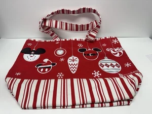 Bolso de Mano Disneyland Resort Navidad Mickey Mouse Adorno Rojo y Blanco Rayas Lg - Imagen 1 de 3