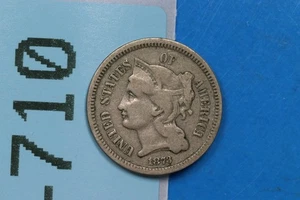 1873 3CN 3 THREE CENT NICKEL EARLY US TYPE COIN RAW-710 - Picture 1 of 2