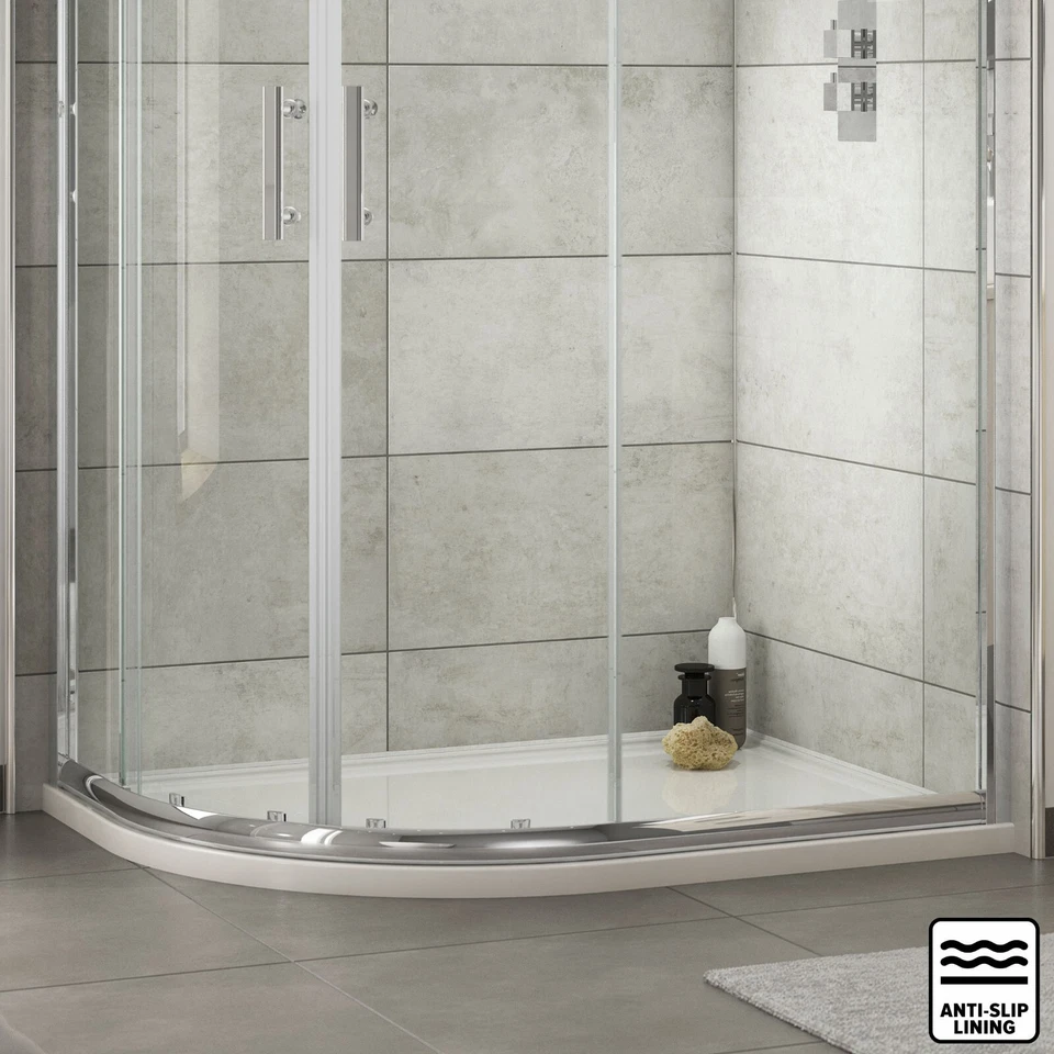 Nuie Slip-Resistant Left Hand Offset Quadrant Shower Tray 1000 x 800mm Slimline
