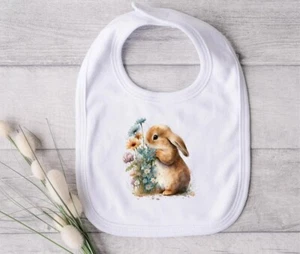 Wild Flower Rabbit Baby Bib - Picture 1 of 2