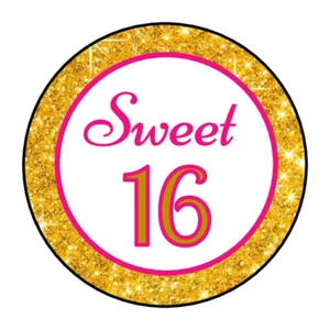 Sweet 16 birthday stickers, labels, tags, party - Picture 1 of 1