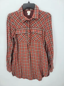 Top Canyon River para mujer grande rojo a cuadros acampanado cuello popover boho vaquera - Imagen 1 de 10