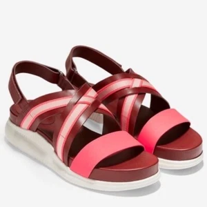 COLE HAAN 2.ZEROGRAND Criss Cross Sandals Size 8B Red Pink W10874 ManMade - Picture 1 of 16