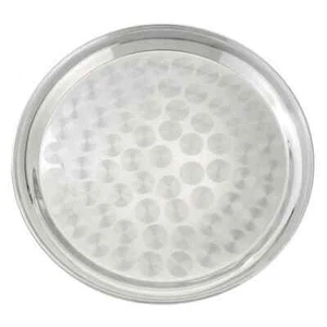 Winco STRS-16, 16-Inch Round Swirl Service Tray, Stainless Steel - Picture 1 of 2