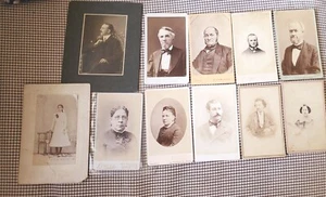 ANTIQUE Black White Victorian Cabinet Card Photos Portraits 7 Men & 4 Women - Picture 1 of 12