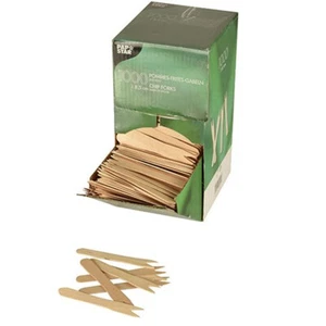 Papstar Pommes Gabeln aus Holz in praktischem Spenderkarton 1000 Stück - Bild 1 von 1