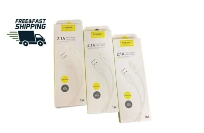 3Cables FONENG 2.1A, 100% COPPER WIRE FOR TYPE C, MICRO,PINS Fast Charging Cable - Image 1 of 4