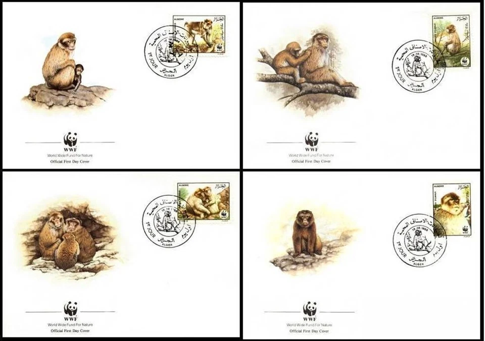 Algeria 1988  ☀ W.W.F. - Fauna Monkeys Golden Langur ☀ 4x FDC - Image 1 of 1