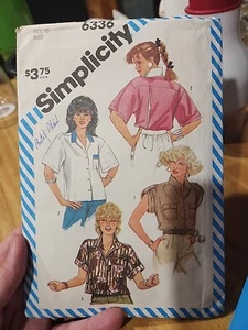 Simplicity Vtg Pattern 6336 Misses Shirt Sz 10 Cut&Complete - Picture 1 of 5