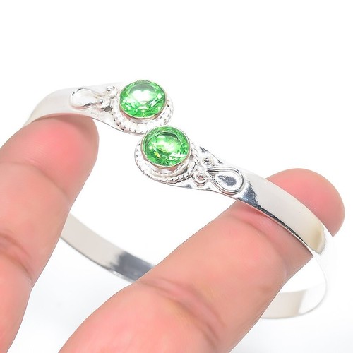 VALENTINO Bracciale Gioielli Argento Sterling 925 Gemma Tsavorite Verde Regolabile