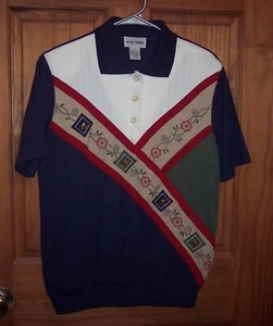 Alfred Dunner Woman's Small Pullover Fall Top Shirt Heart Decorations Pretty GUC - Picture 1 of 2