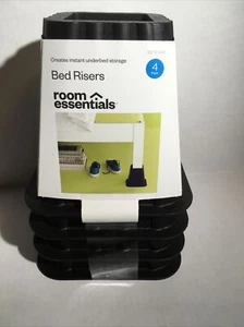 Bed stands Room Essentials Organize set Of 4 Black Durable Plastic Adds 5" - Picture 1 of 1