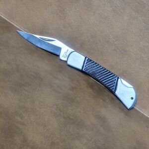 Bar Creek 2.5" Single Blade Lock Back Folding Pocket Knife Stainless Rubber Grip