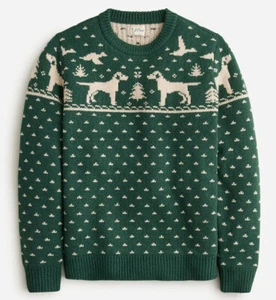 NWT J Crew 100% Lambs Wool Fair Isle Duck Labrador Dog Christmas Hunting Sweater - Picture 1 of 4