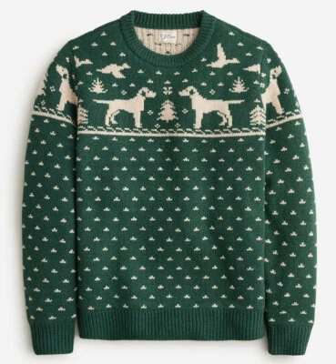 NWT J Crew 100% Lambs Wool Fair Isle Duck Labrador Dog Christmas Hunting Sweater - Image 1 of 4