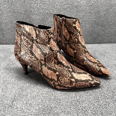 Botines MNG Mango EE. UU. 6,5 UE 37 Rosa Gris Piel de Serpiente Tacón Cremallera Foto 1 de 4