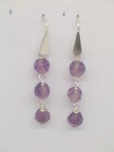 Orecchini pendenti in ARGENTO 925 con AMETISTA naturale viola - pietra dura - - Foto 1 di 3