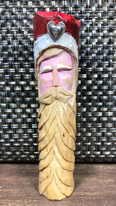 Handgeschnitzter Weihnachtsmann Weihnachtsschmuck Schnitzholz OOAK Volkskunst bemalt - Bild 1 von 5