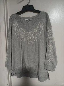 SONOMA DAMEN SWEATSHIRT GRAU LANGARM GEBLÜMT GR XL - Bild 1 von 3
