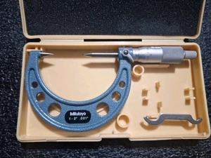 Mitutoyo 1-2" No. 112-238 Point Micrometer W/Carbide Tips CPM30-2"W - Picture 1 of 3