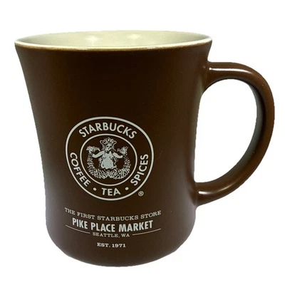 Taza marrón exclusiva de Starbucks First Store Seattle Pike Place logotipo original 16 oz Foto 1 de 4