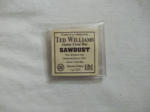 TED WILLIAMS 1951 GAME USED BAT SAWDUST w/C.O.A. HIGHLAND MINT BOSTON REDSOX - Picture 1 of 3