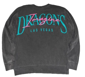 Imagine Dragons Crewneck L Pigment Black Script Logo Tour Merch NEW *flaws - Picture 1 of 10