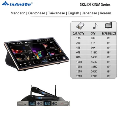 19"MIC Inandon Karaoke Player Intelligent Voice Machine Online Movie Dual System - Image 1 of 4