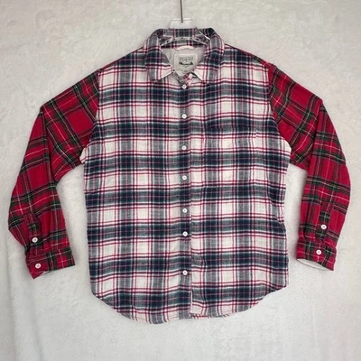 Camisa de franela a cuadros American Eagle Outfitters para mujer talla pequeña mangas en contraste Foto 1 de 4