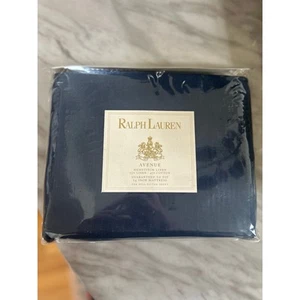Ralph Lauren Avenue Navy Linen Cotton FULL FITTED Sheet - Picture 1 of 4