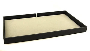 Large Black 1 Inch Deep Jewellery Display Tray & Grey Velvet Display Pad (1-1) - Picture 1 of 1