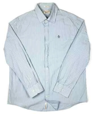 Penguin by Munsingwear Masculino XL Casual LS Ajuste Clássico Botão Frontal Listrado Azul - Imagem 1 de 3