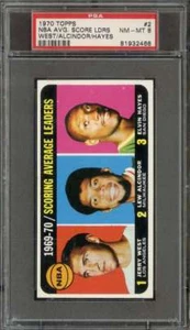 1970-71 TOPPS #2 SCORING AVERAGE JERRY WEST/LEW ALCINDOR/ELVIN HAYES PSA 8 HOF - Picture 1 of 2