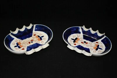 A rare Pair of Vintage Asian Japanese Blue Imari ashtrays - Image 1 of 4