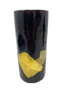 Vintage signiert Blattgold Highball dunkles Glas oder Glasvase. Mondrian. - Bild 1 von 12