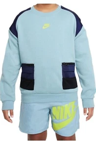 Nike NEW Big Boys Cargo Pocket French Terry Crewneck Sweatshirt Large $70 - Picture 1 of 4