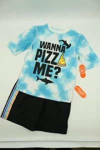 Wonder Nation Boys Multicolor 2 Pc Rash Guard T-Shirt Swim Trunks Set L/10-12 - Picture 1 of 12