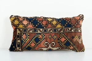 Muted Carpet Rug Pillow, Vintage Brick Red Pastel Ethnic Turkish Yastik Cushion - Picture 1 of 4