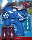 BLUE Motorcycle Bubble Gun Blower Blaster with Flashing Lights & Music 3 Refill